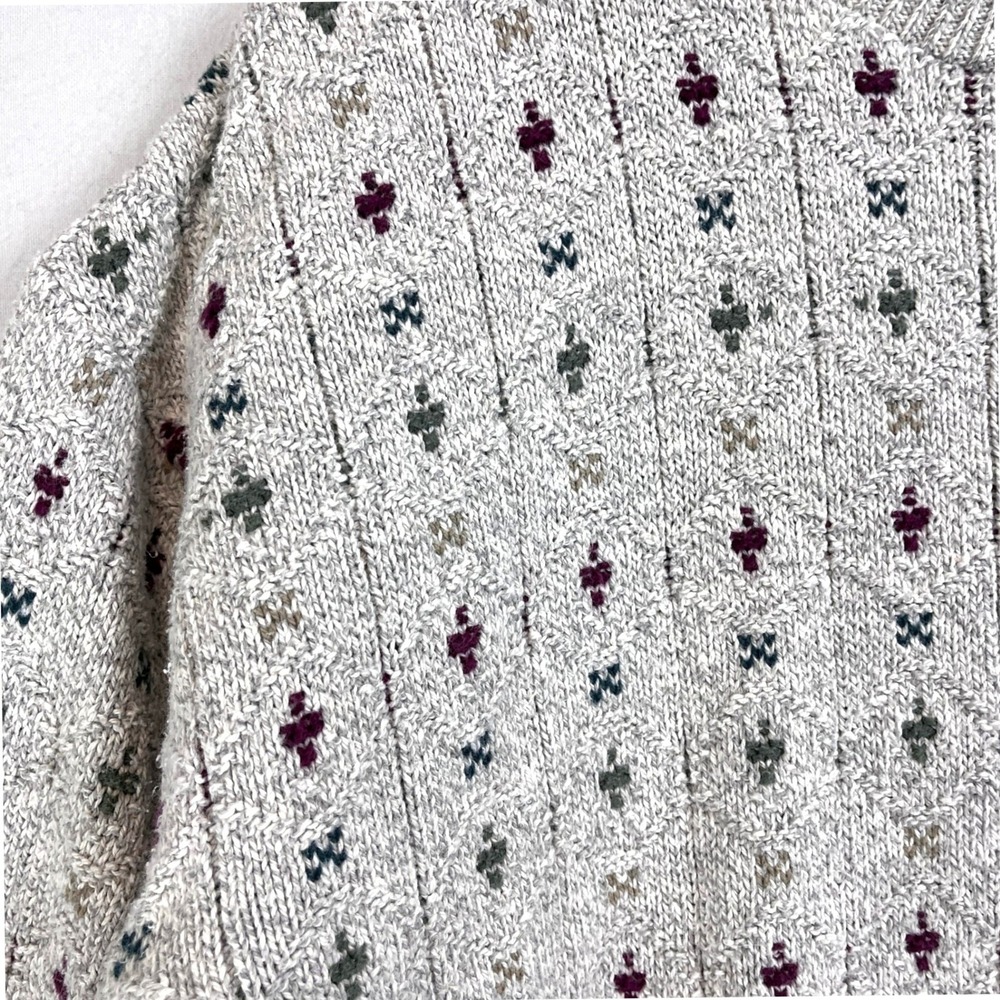 Peconic Bay Traders Mens Large Crewneck Sweater Gray Geometric Pattern Made USA - Picture 5 of 8